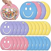AKAIXI 24pcs 3.5Mil Thickened Smiley Face Snack Bags Reusable Sealed Bags | with Handle 4 Colors Stand-up Pastel Goodie Bags for Birthday Party Favors Preppy Classroom &amp; Party Decorations Gift Bags