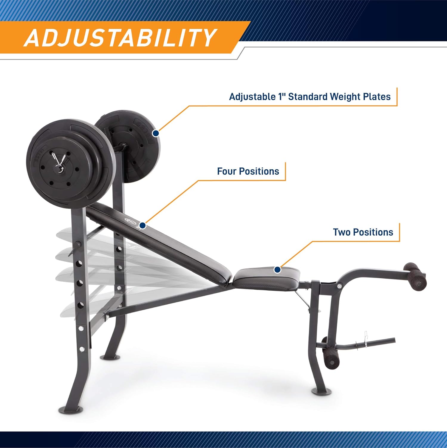 Marcy MD-2082W Diamond Elite MD Standard Bench with 100 lb. Weight Set: Sports & Outdoors