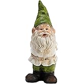 Alpine Corporation 12" Tall Traditional Outdoor Garden Gnome Yard Statue Decoration