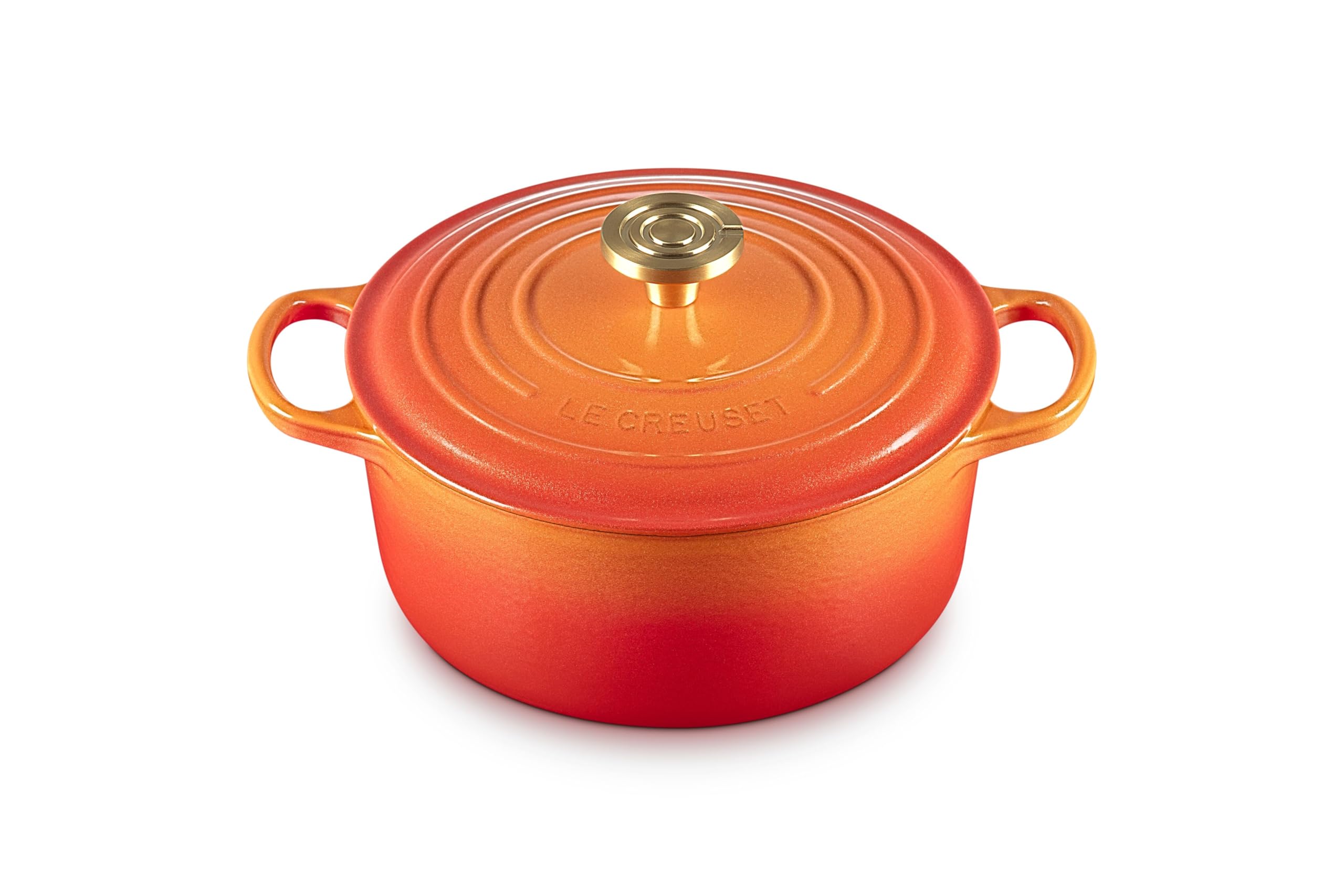 Le Creuset Enameled Cast Iron Signature Round Dutch Oven, 4.5 qt., Flamme Doree with Crucible Knob