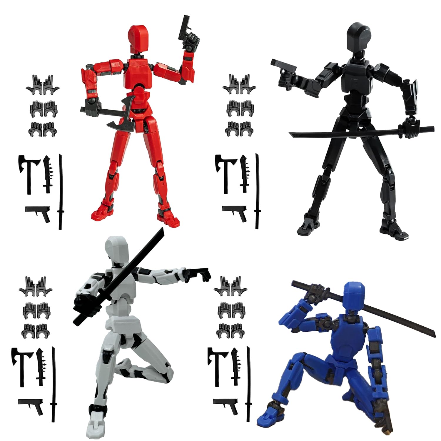 Photo 1 of (Assembly Completed) 4 Packs Dummy13 Action Figure Set, 3D Printed ActionFigure Toy Gifts for Kids, Dummy 13,Robot 13 Action Figure Full Body Mechanical Doll Christmas Birthday Gift for Boys Girls