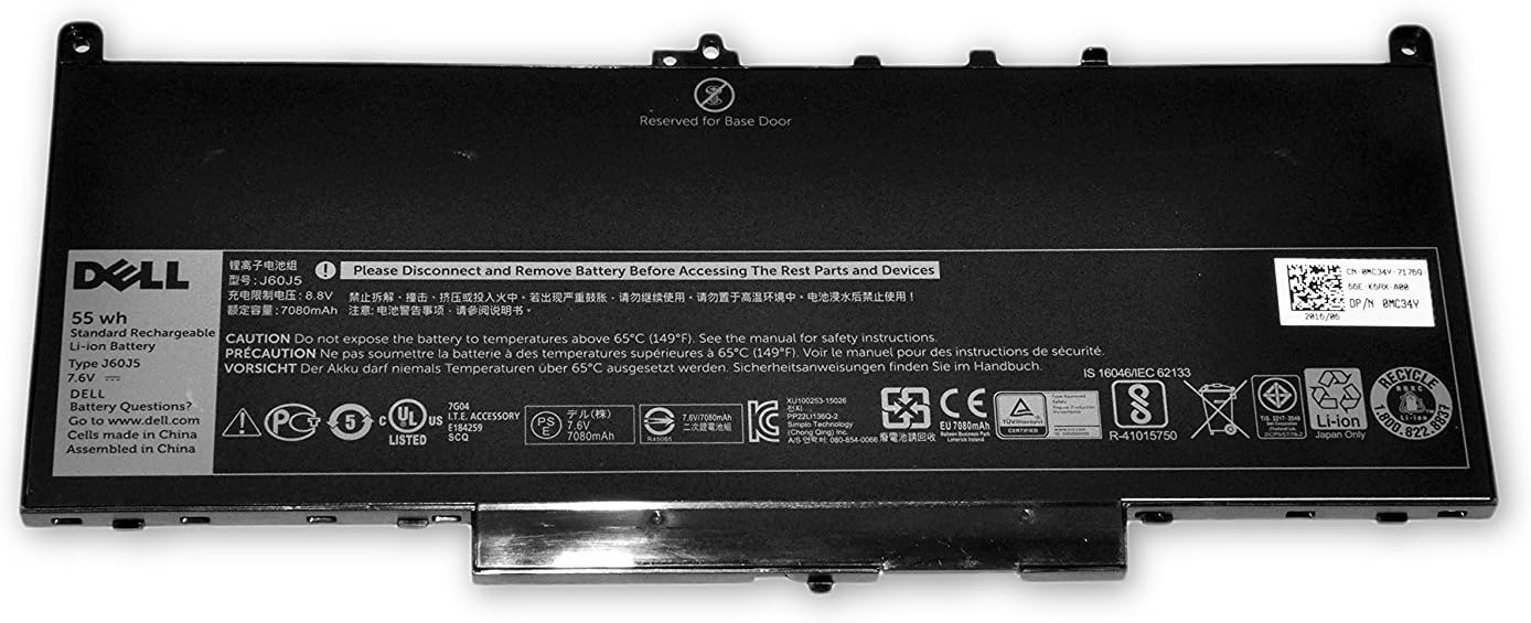 DELL MAIN BATTERY PACK 7.6V 7080MAH, Black - Image 3