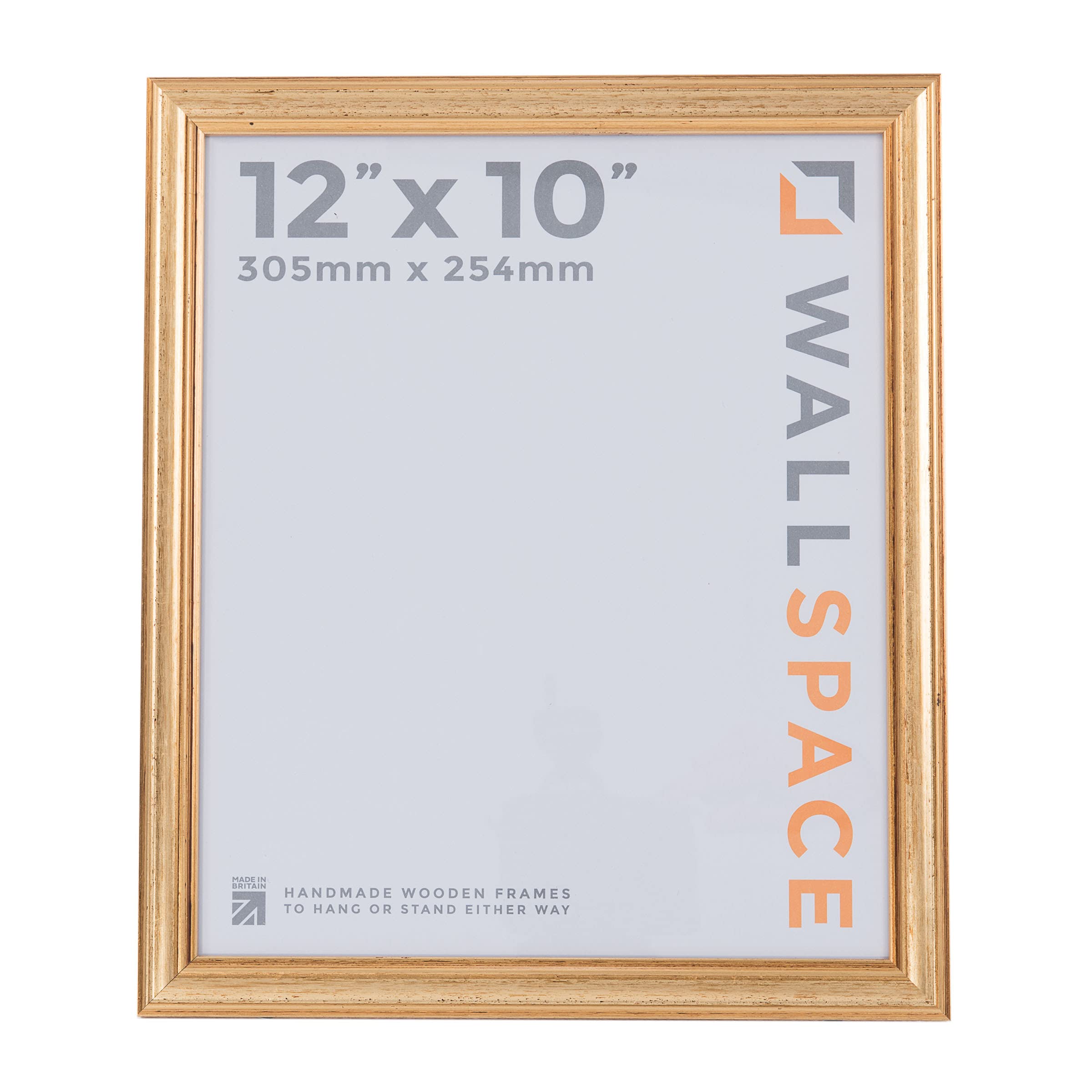 Wall Space 12x10 Gold Picture Frame | Gold 10x12 Photo Frame | 12 x 10 inch | 305x254mm | 30.5x25.4cm | Solid Wood Wooden with Real Glass | Handmade in UK — image 1