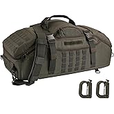 Tactical Duffle Bag for Travel, 65L Water-Resistant 3-in-1 Tactical Backpack, Large Military-Style Gym Bag for Sports, Hiking & Camping (Army Green, 65L)