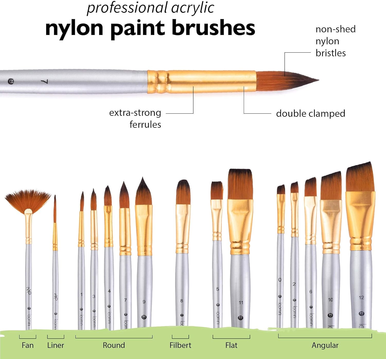 Acrylic Paint Brush Set With 15 Paint Brushes For Acrylic Painting And Bonus 12 Color Acrylic Paint Set
