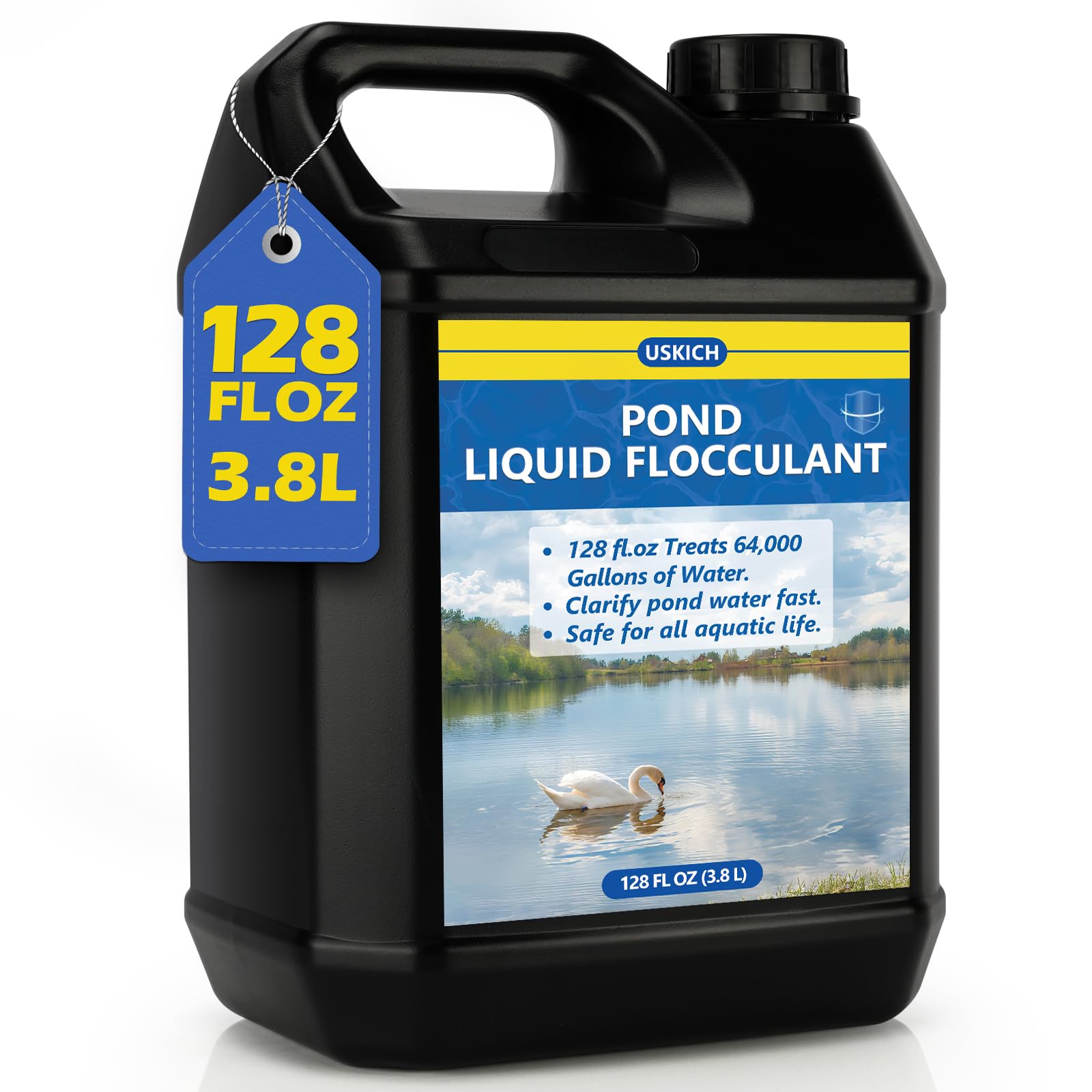 Photo 1 of USKICH Liquid Flocculent -128 Fl oz Pond Water Clarifier Treats Up to 64,000 Gallons- Clarifier & Cleaner for Lakes,Ponds,Water Garden-Safe for Fish, Pet & Plant