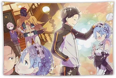Amazon Co Jp Reゼロから始める異世界生活タペストリーアニメ インテリア おしゃれ壁掛け 部屋 ファブリック装飾品 個性ギフト 部屋 壁アート 誕生日プレゼント おしゃれ アニメ 萌え かわいい多機能 グッズ ホーム キッチン