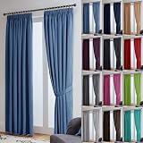 John Aird Blackout Curtains Pencil Pleat with Tie Backs Blue 66x90 in 2 Panels