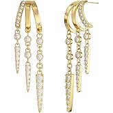 CHESKY Dangle Earrings for Women, 14k Gold Plated Trendy Triple Illusion Huggie Hoop Earrings for Women Dainty Gold Cute Drop Stud Earring Statement Women Jewelry