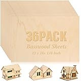 36 Pack Basswood Sheets Plywood Board 1/8 Inch