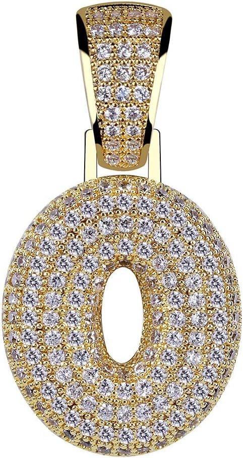 HECHUANG Initial Pendant Number Necklace Cubic Zirconia Iced Out Number Pendant Chain 0-9 Charm Necklace