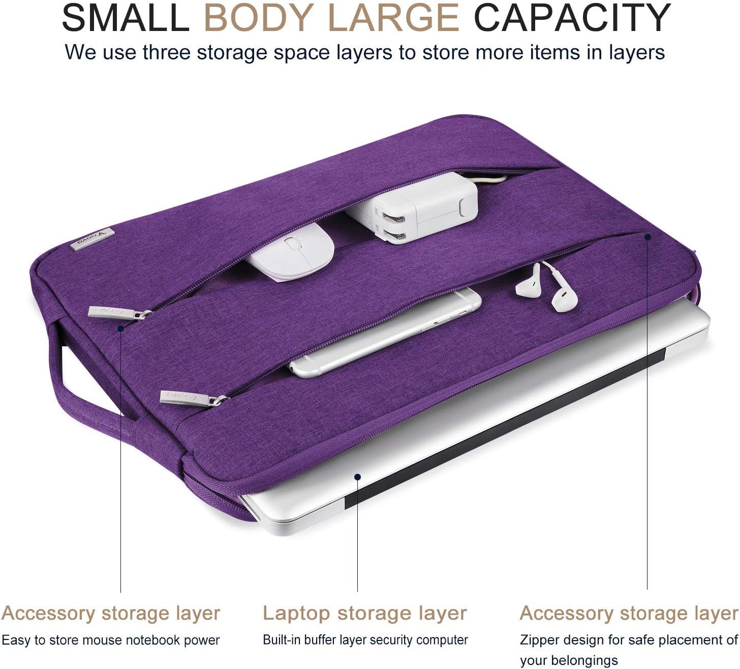 Voova Laptop Sleeve Case 13 13.3 Inch for MacBook Air 13 M1/M2/M3 2020-2024, MacBook Pro 13/14 - Image 3