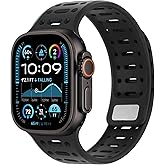 Amizee Compatible with Apple Watch Band 49/46/45/44/42/41/40/38mm Men, Silicone Breathable Magnetic Strap for iWatch Ultra 3/2/1 Series 11 10 9 8 7 6 5 4 SE3/2/1 (49/46/45/44/42mm, Black)