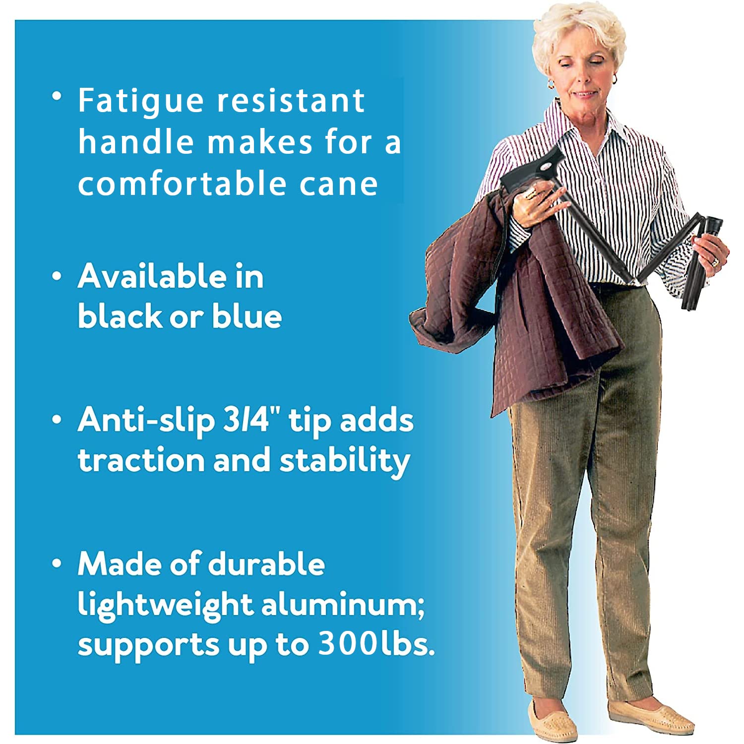 ProBasics Black Folding Cane For Men and Women, Adjustable Foldable Walking Cane with Comfortable Handle - Lightweight, Durable and Portable Walking Aid for Elderly, Disabled, and Mobility Impaired
