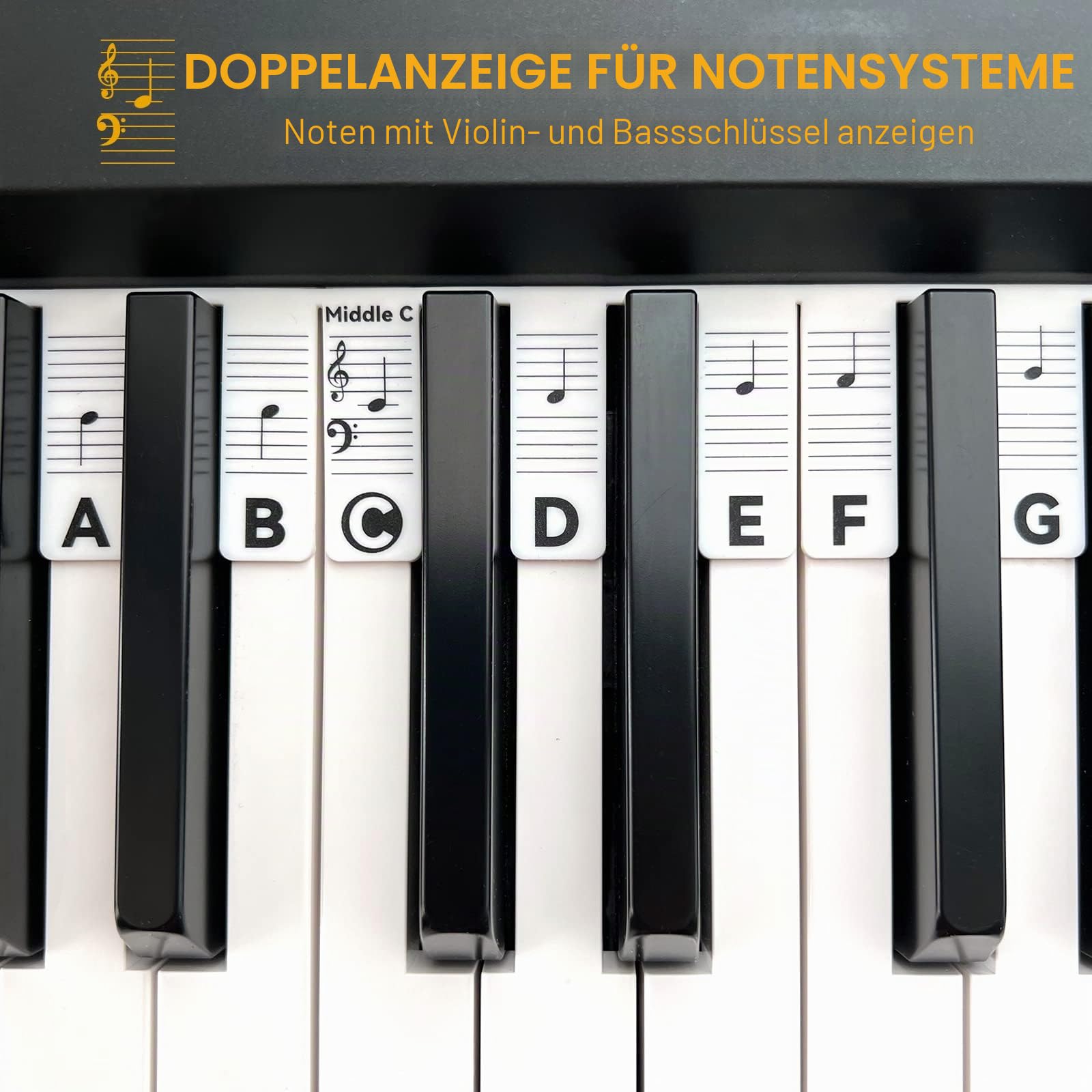 BEATBIT Klavierführer für Anfänger, abnehmbare Klaviertastatur-Notenetiketten zum Lernen, aus Silikon, keine Aufkleber erforderlich, wiederverwendbar und wird mit Box geliefert (Schwarz) 5