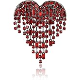 RLHRNDE Crystal Heart Tassel Brooch for Women Delicate Luxury Rhine Stone Heart Love Brooch Sparkly Angel Wings Tassel Pin Beautiful Dress Suit Shirt Ceremony Clothes Wedding Party Valentines Jewelry Accessories