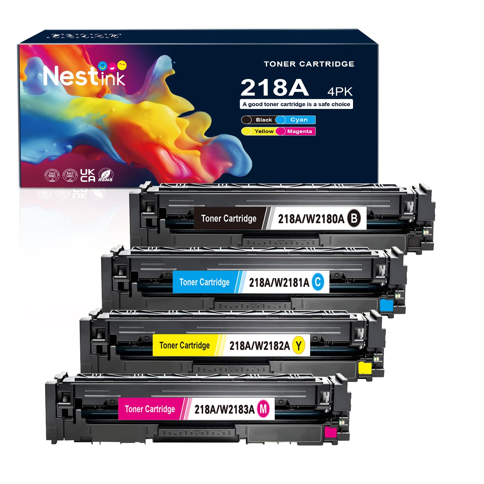 Photo 1 of 218A High Yield Toner Cartridge (With Chip) Replacement for HP 218X/218A/218 to Compatible with HP Color Laser Jet Pro 3201dw MFP 3301cdw MFP 3301fdw MFP 3301sdw W2180X W2181X W2182X W2183X (BK/Y/C/M)