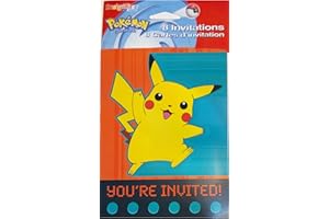 AMERICAN GREETINGS CORP. Pokemon Vintage Party Invitations (8 Cards + 8 Envelopes, 2000 Edition) – Official Licensed Collectible, Includes Name Tag