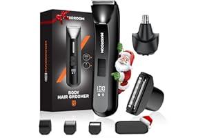 MAXGROOM Manscape 3-In1 Body & Pubic Hair Trimmer for Men, IPX7 Waterproof Ball & Groin Shaver with LED Light, Electric Razor with Travel Pouch & USB Rechargeable, Christmas Gifts for Men