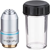 AmScope PA40X 40X Plan Achromatic Microscope Objective, Silver | 40X Spring-Loaded Plan Achromatic Objective Lens, Silver Finish