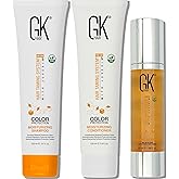 GK HAIR Global Keratin Moisturizing Shampoo and Conditioner Sets (3.4 Fl Oz/100ml) with Anti Frizz Serum Argan Oil (1.69 Fl Oz/50ml) for Dry Damaged Repair- All Hair Types Sulfate Paraben Free Unisex