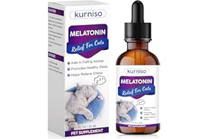 kurniso Cat Melatonin, Cat Calming Drops for Cat Anxiety Relief, Melatonin for Cats, Cat Sleep Aid, Promote Relaxation, Deep & Restful Sleep for Cats, 30ml