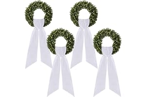 RunNico 4 Pack 4.5" W x 56.3" L Wreath Sash for Front Door, Christmas White Blank Wreath Sashes, Plain Embroidered Wreaths Accessories for Holiday Party Porch Home Outdoor Indoor Decoration