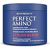 BodyHealth PerfectAmino Powder - BCAA and EAA Powder for Pre and Post Workout - Amino Acid Energy Drink for Men and Women to Support Lean Muscle and Recovery - Strawberry - 30 Servings