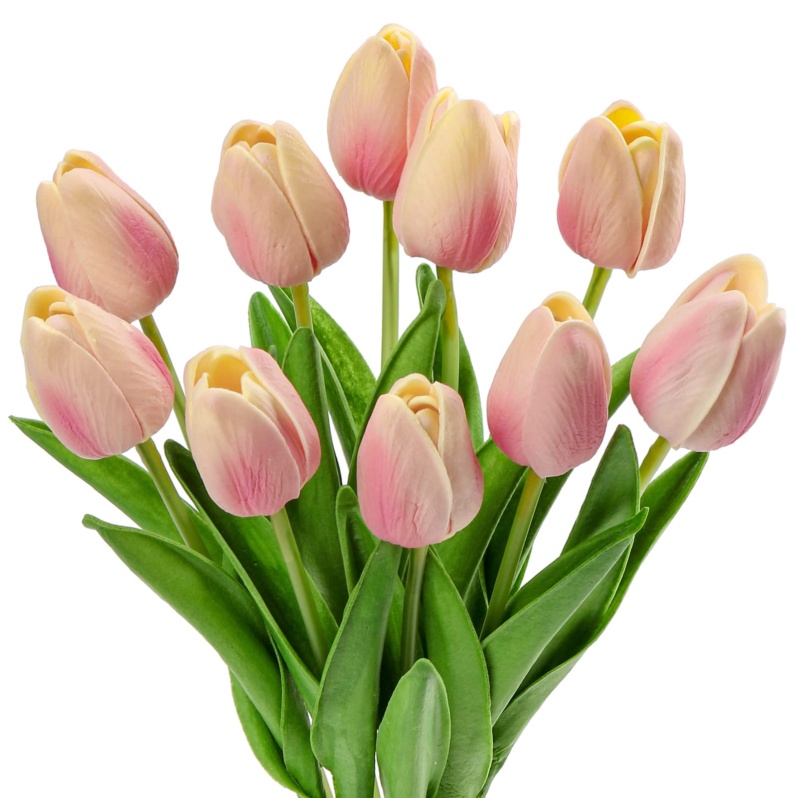 Photo 1 of 10 Pcs Pink Tulips Artificial Flowers Real Touch Fake Tulips Fake Flowers for Mother's Day 13.5" Faux Tulips Faux Flowers Bulk Artificial Tulips Flowers for Vase Centerpieces Home Wedding Bouquet