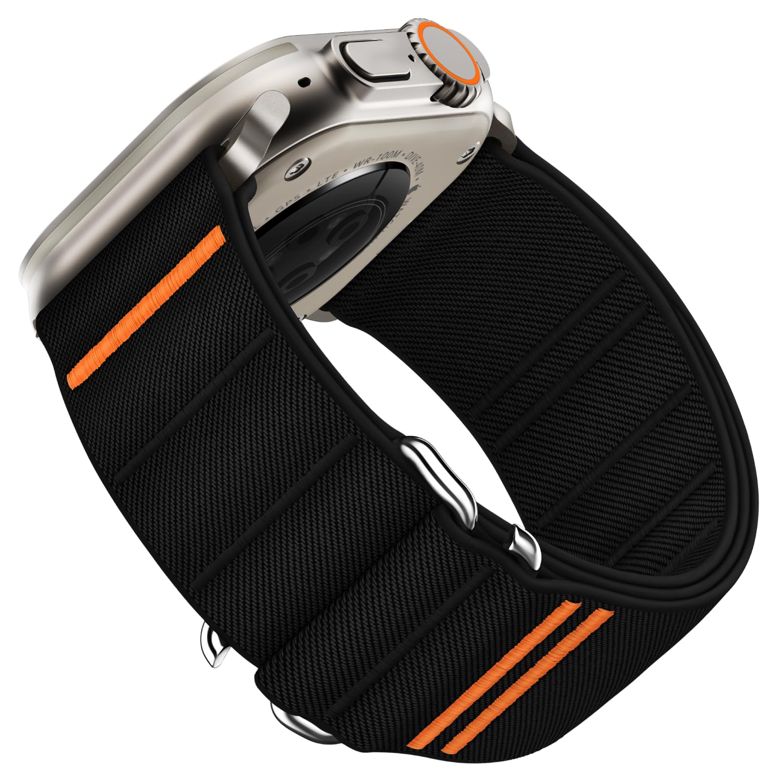 Suitisbest Straps Compatible with Apple Watch Ultra Strap 49mm 46mm 45mm 44mm 42mm, Stretchy Nylon Sport Loop Strap with S-Hook for Apple Watch Ultra 2/ Ultra SE Series 10 9 8 7 6 5 4 3 2 1, Black