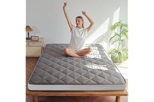 MAXYOYO 6" Extra Thick Futon Mattress Floor Mattress, Full Size Diamond Pattern Mattress Pad Tatami Pad Japanese Floor Mattress for Adults Floor Bed Roll Up Mattress Guest Mattress, Dark Grey