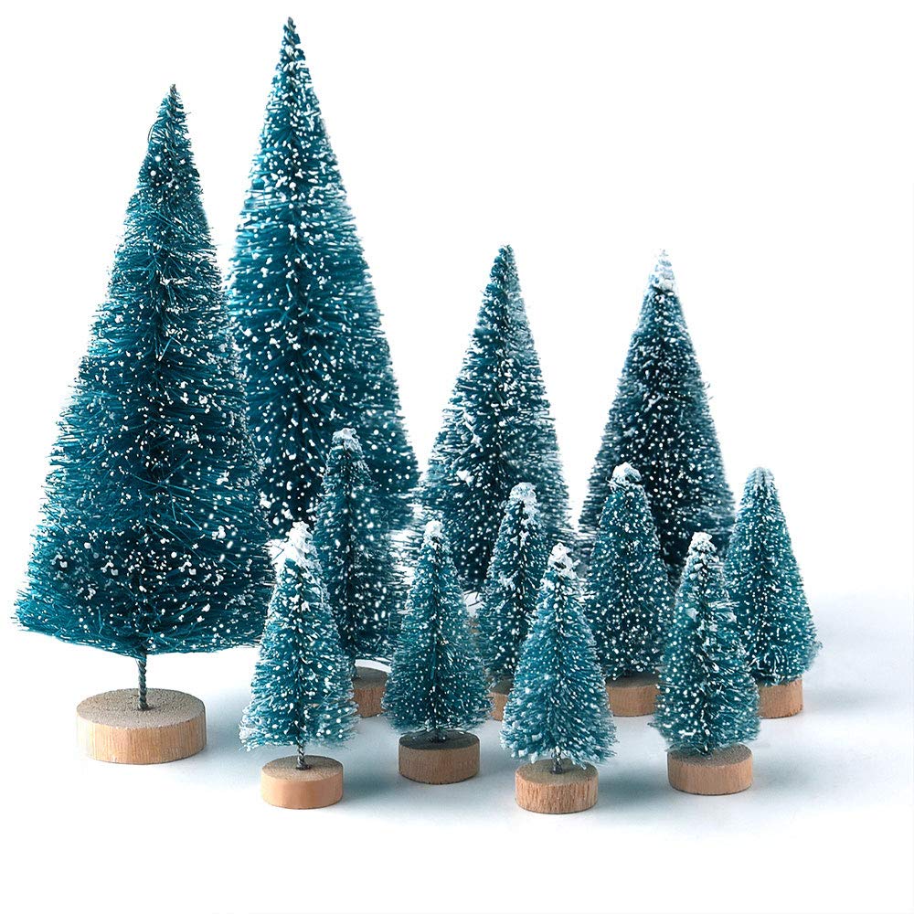 KUUQA 28Pcs Mini Model Snow Frost Trees Plastic Winter Snow Ornaments Tabletop Model Trees for Christmas Party Decor Home Table Top Decoration SMALL SIZE — image 1