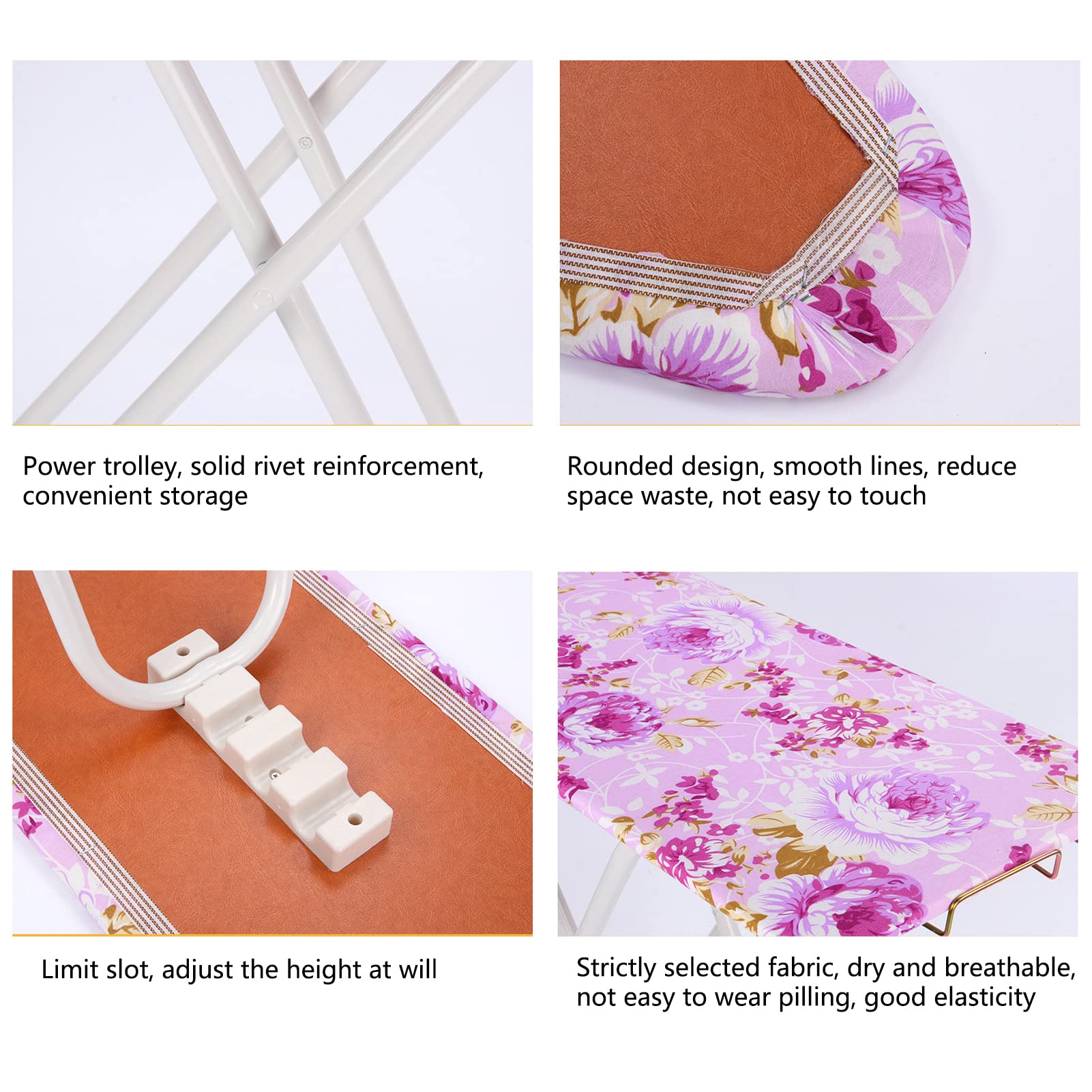 Ironing Board Extra-Wide Height Adjustable Smooth Edge Good Load-Bearing Non-Slip Wear Resistant Ironing Clothes Clothes Ironing Board with Heavy Sturdy Folding Legs