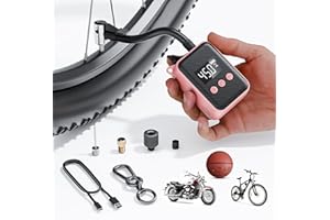 TIILETZOTE Electric Mini Bike Pump 130 PSI, Portable Bike Tire Pump with Gauge, Rechargeable Tiny Bicycle Inflator, Auto-shutoff Air Pump for Mountain/City/Road Bike with Presta & Schrader Valve