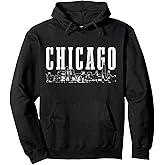 Chicago Skyline Illinois Vintage Chicago Pride Pullover Hoodie