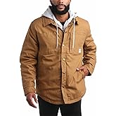 Bass Creek Outfitters Canvas Mens Jacket - Insulated Workwear Fleece Zip Front Duck Canvas Mens Winter Jacket with Hood