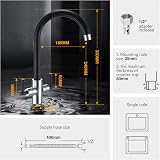 Hapilife Matte Black Chrome Kitchen Sink Mixer Tap 1 Hole Swan Neck view 7
