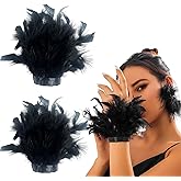 AUOCATTAIL Feather Gloves Cuffs Swan Wrist Band for Women Cosplay Costume Wedding Halloween Accessories