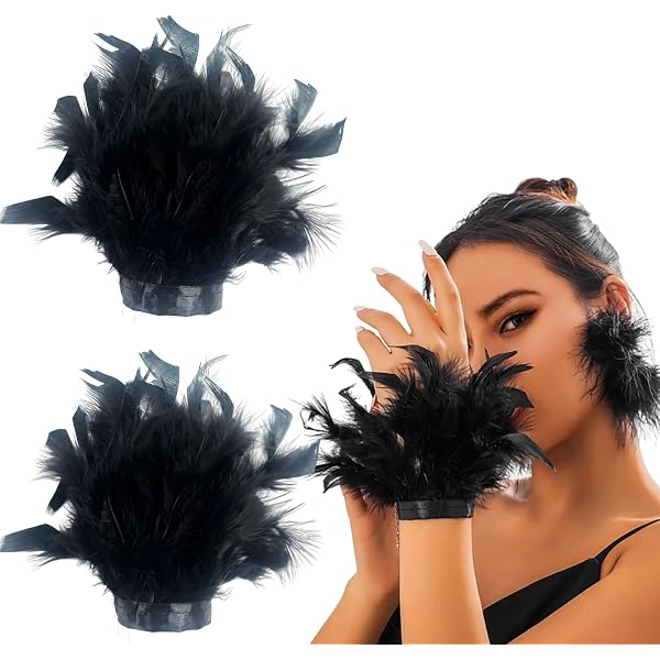 Muñequeras De Plumas Negras Con Encaje Floral Y Malla Gótica – Pulseras De Ala Para Cosplay, Halloween Y Fiestas De Disfraces