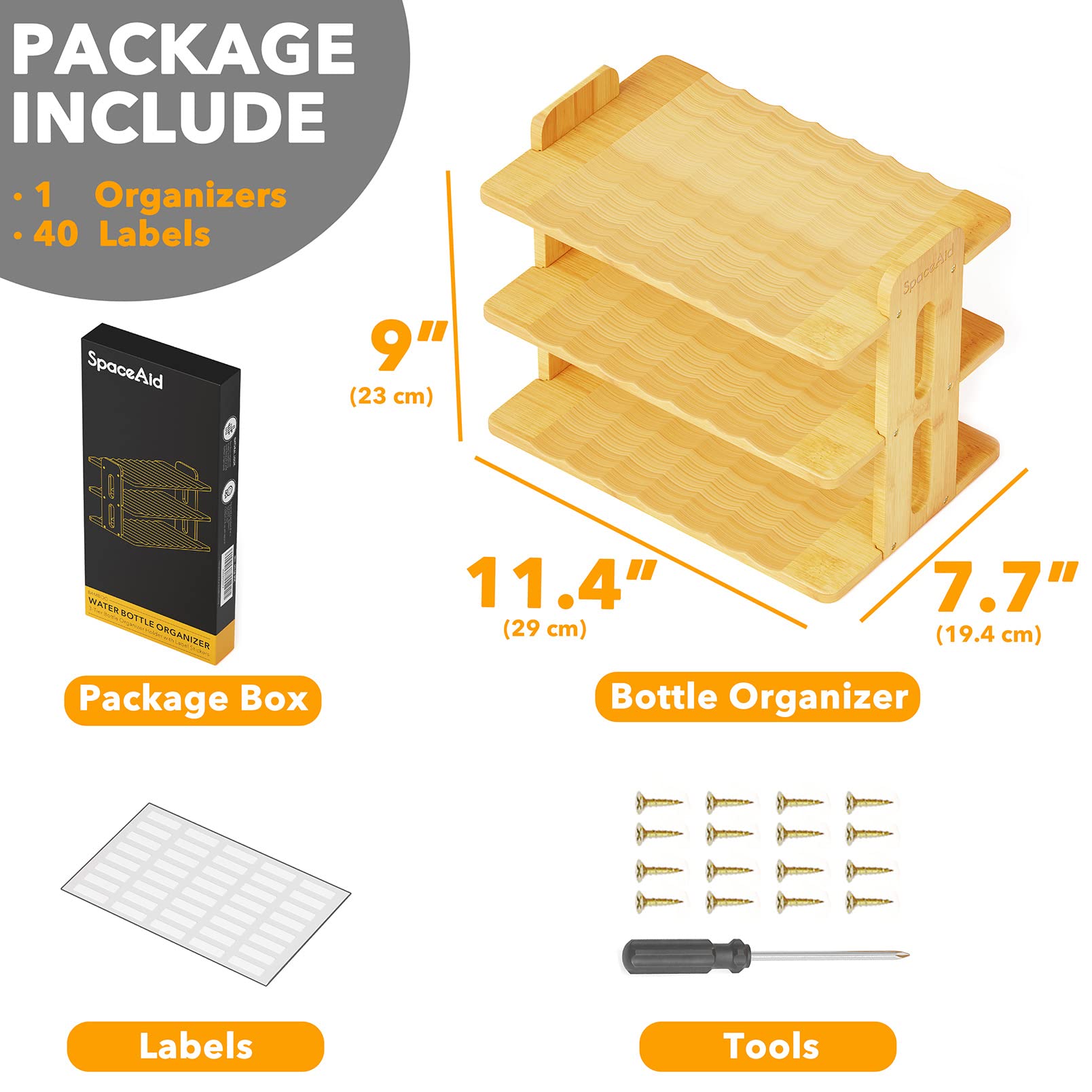 Mua SpaceAid Bamboo Water Bottle Organizer with Labels, Kitchen Pantry ...