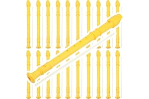 MUKLEI 20 Pcs Yellow Music Flute Descant Soprano Recorder, 8 Hole Soprano, Recorder Instrument with Cleaning Rod for Beginner