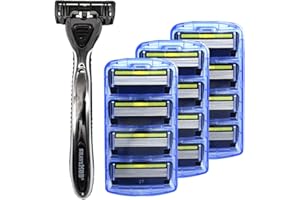 ShaveMOB 6-Blade Men's Razor Kit (Flex Head Handle 12 Refills) (No Trimmer) - The Caveman Shaving Kit