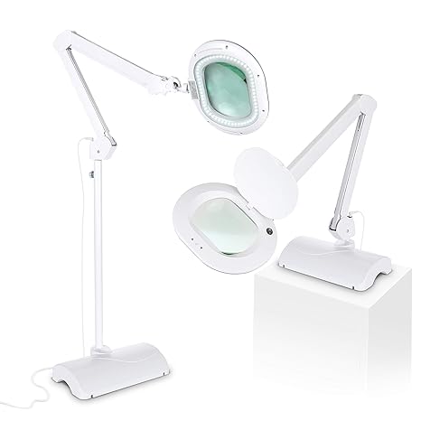 Brightech Lightview Pro Led Lighted Xl Magnifying Glass 2 In 1 Magnifier Lamp Converts From Floor Standing To Table Light 2 25x Magnification