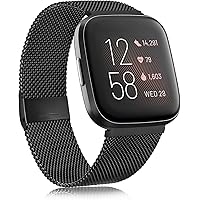 TEWIN Metal Bands Compatible with Fitbit Versa/Fitbit Versa 2 / Fitbit Versa Lite, Stainless Steel Mesh Breathable…