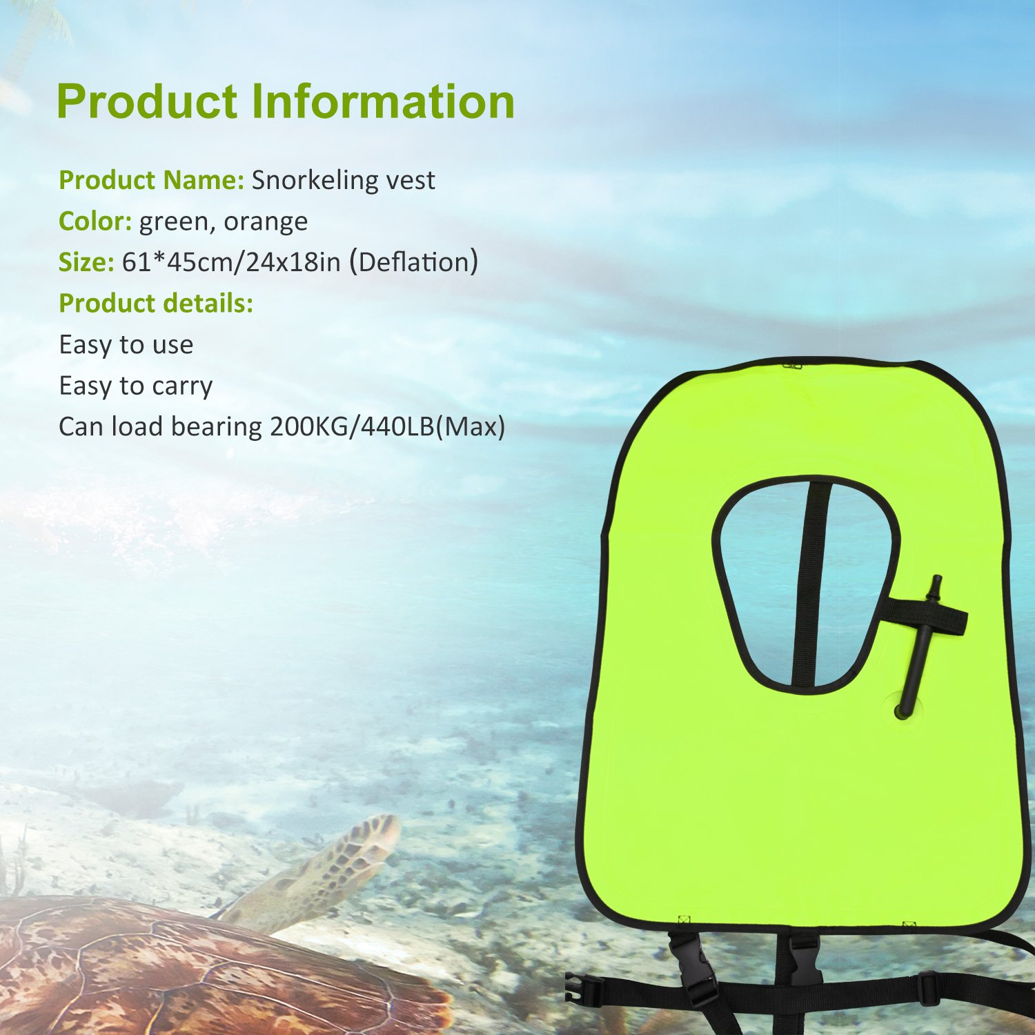 barsone Snorkel Vest Portable Inflatable Life Vest Safety Jackets for Adults