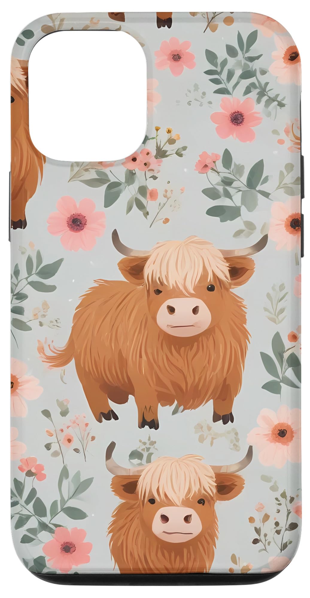 iPhone 13 Pro Country Boho Highland Cow with Floral Western Case