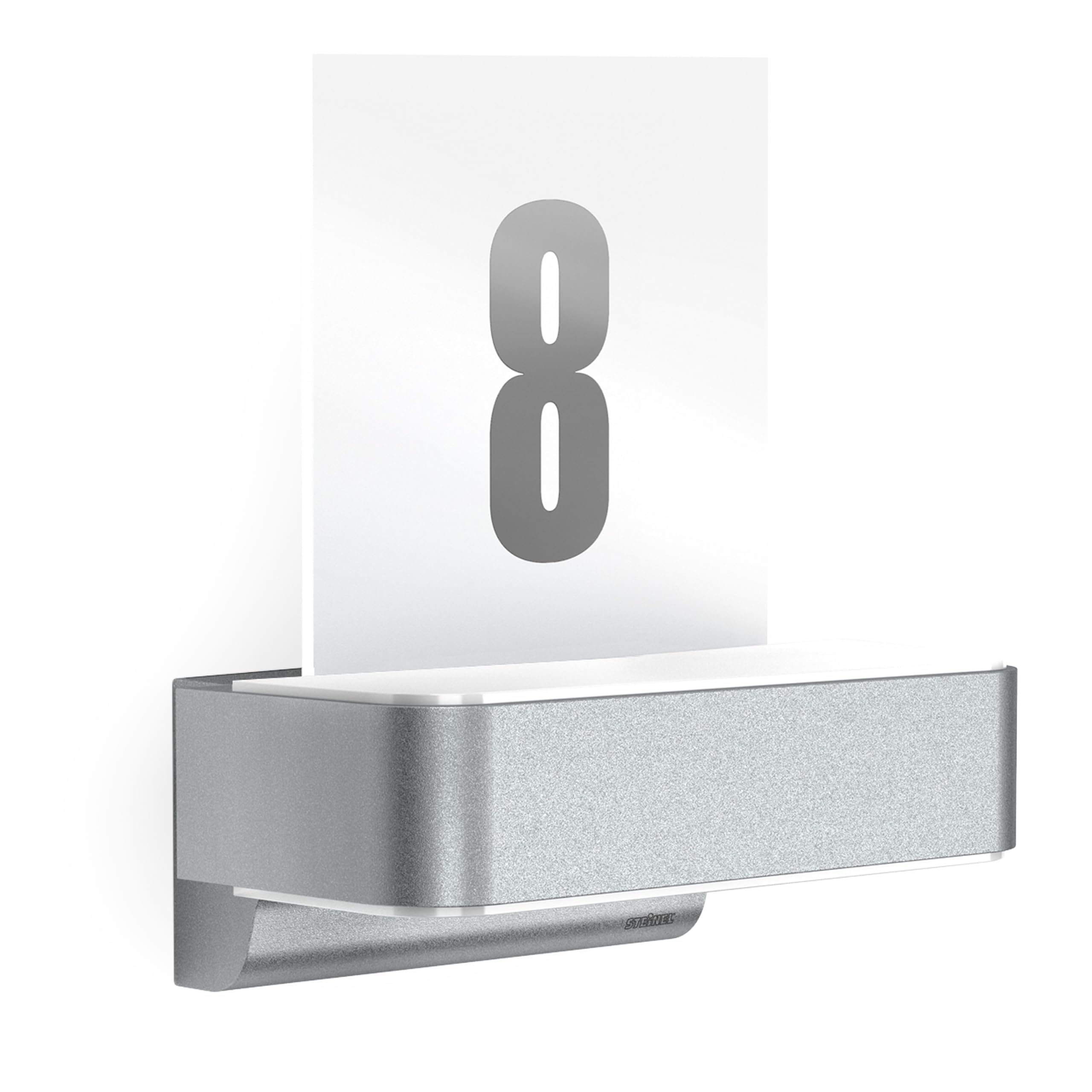 STEINEL Smart LED Outdoor Wall Light L 820 SC Silver, House Number Plaque, Motion Sensor Light, Soft Light Start, Manual Override, Remote Control via App