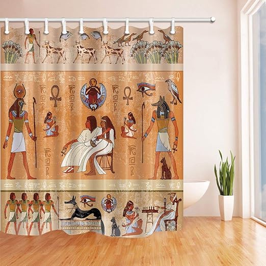 Amazon Com Goeoo Ancient Egypt Decor Egyptian Gods And Pharaohs Shower Curtainresistant Waterproof Polyester Fabric Bathroom Decorations Bath Curtains Hooks Included 69x70 Inches Home Kitchen