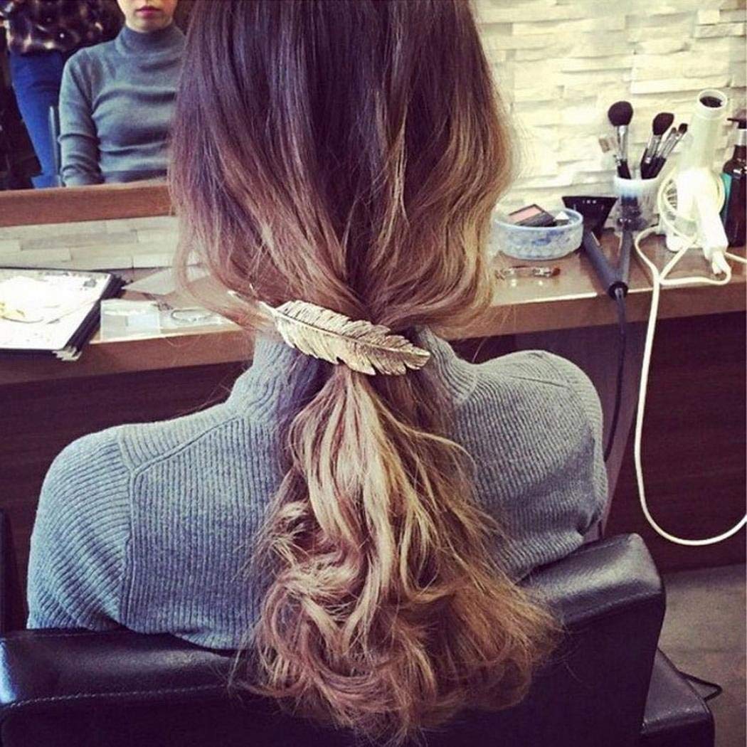 UpBeauty Leaf Feather Hair Pin Jewelry Women Hair Clip Hairpin Hair Accessories Headwear Gold