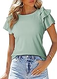 SHEWIN Plus Size Tops for Women 2025 Ruffle Short